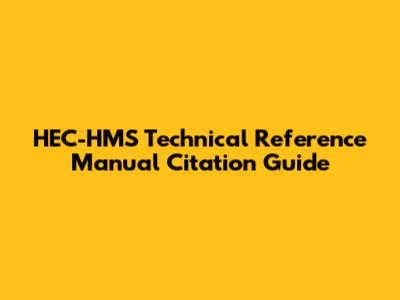 HEC-HMS Technical Reference Manual Citation Guide