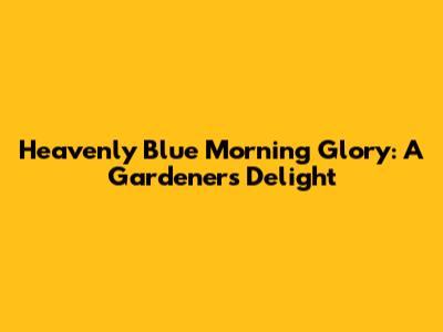 Heavenly Blue Morning Glory: A Gardener's Delight