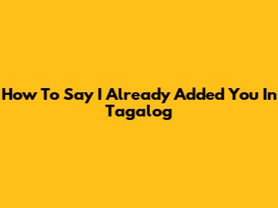 How To Say 'I Already Added You' In Tagalog