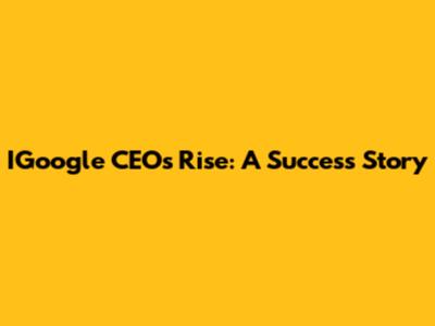 IGoogle CEO's Rise: A Success Story