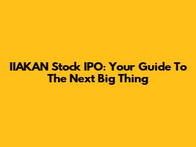 IIAKAN Stock IPO: Your Guide To The Next Big Thing