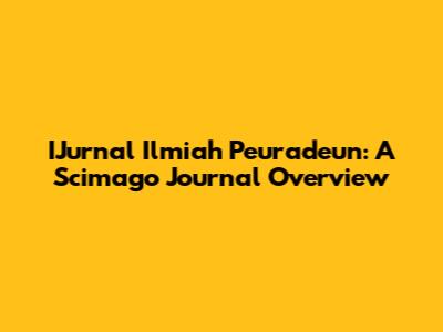 IJurnal Ilmiah Peuradeun: A Scimago Journal Overview
