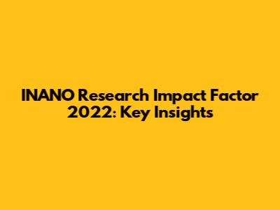 INANO Research Impact Factor 2022: Key Insights