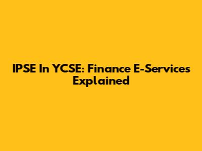 IPSE In YCSE: Finance E-Services Explained