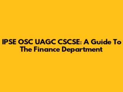IPSE OSC UAGC CSCSE: A Guide To The Finance Department