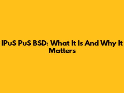 IPuS PuS BSD: What It Is And Why It Matters