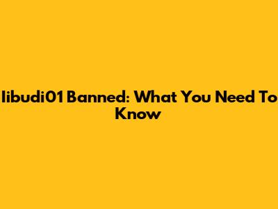 Iibudi01 Banned: What You Need To Know