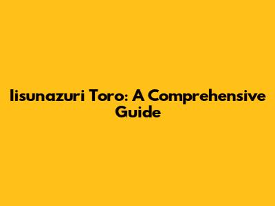 Iisunazuri Toro: A Comprehensive Guide