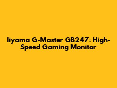Iiyama G-Master GB247: High-Speed Gaming Monitor