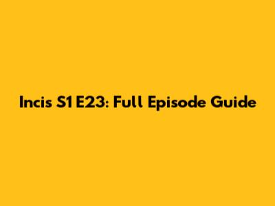 Incis S1 E23: Full Episode Guide