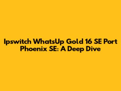 Ipswitch WhatsUp Gold 16 SE Port Phoenix SE: A Deep Dive
