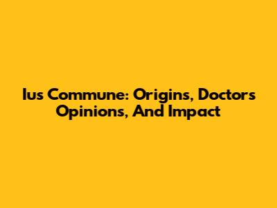 Ius Commune: Origins, Doctors' Opinions, And Impact