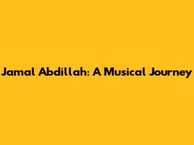 Jamal Abdillah: A Musical Journey