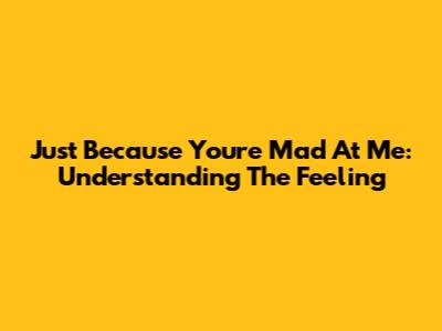 Just Because You're Mad At Me: Understanding The Feeling