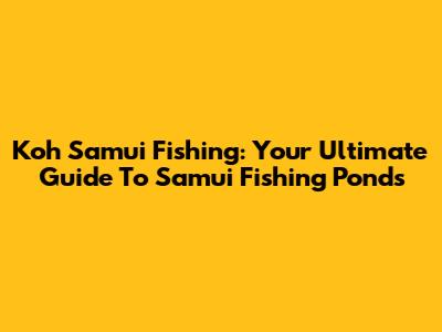 Koh Samui Fishing: Your Ultimate Guide To Samui Fishing Ponds