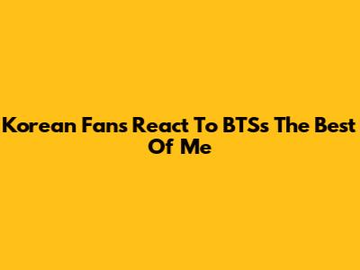 Korean Fans React To BTS's 'The Best Of Me'