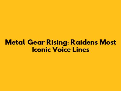 Metal Gear Rising: Raiden's Most Iconic Voice Lines