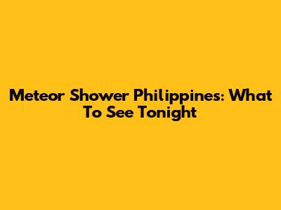 Meteor Shower Philippines: What To See Tonight