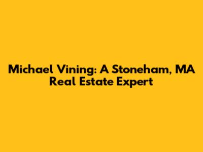 Michael Vining: A Stoneham, MA Real Estate Expert