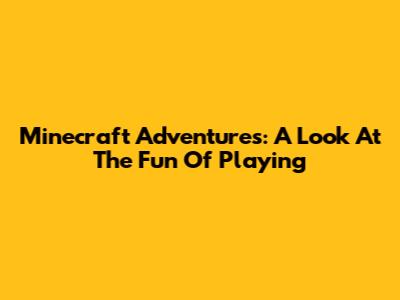 Minecraft Adventures: A Look At The Fun Of Playing