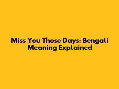 Miss You Those Days: Bengali Meaning Explained