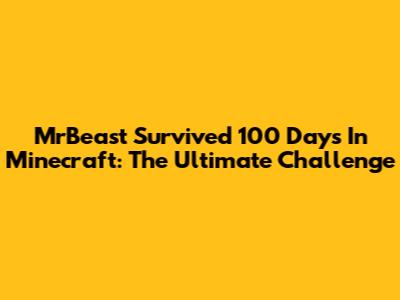 MrBeast Survived 100 Days In Minecraft: The Ultimate Challenge