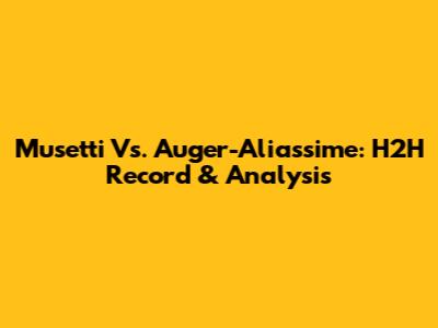 Musetti Vs. Auger-Aliassime: H2H Record & Analysis