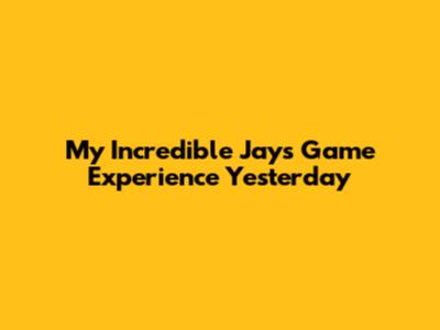 My Incredible Jays Game Experience Yesterday