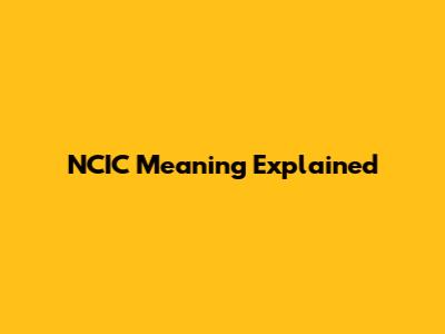 NCIC Meaning Explained
