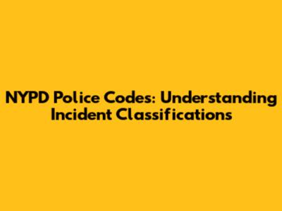 NYPD Police Codes: Understanding Incident Classifications