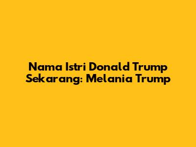 Nama Istri Donald Trump Sekarang: Melania Trump