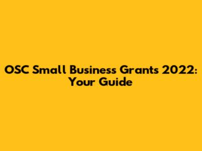 OSC Small Business Grants 2022: Your Guide