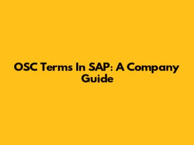 OSC Terms In SAP: A Company Guide