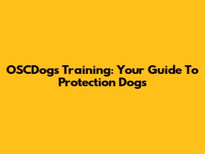 OSCDogs Training: Your Guide To Protection Dogs
