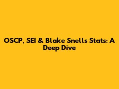OSCP, SEI & Blake Snell's Stats: A Deep Dive