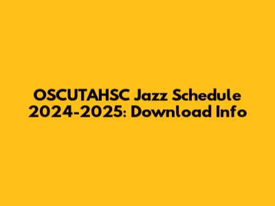 OSCUTAHSC Jazz Schedule 2024-2025: Download Info