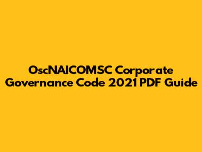 OscNAICOMSC Corporate Governance Code 2021 PDF Guide