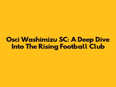 Osci Washimizu SC: A Deep Dive Into The Rising Football Club