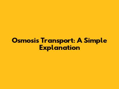 Osmosis Transport: A Simple Explanation