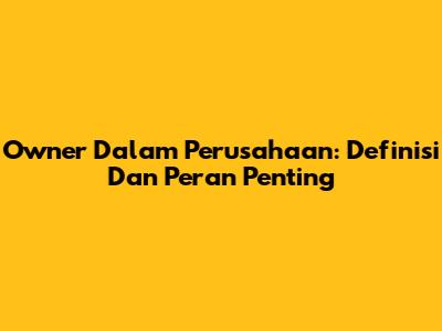 Owner Dalam Perusahaan: Definisi Dan Peran Penting