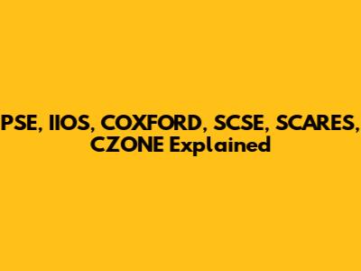 PSE, IIOS, COXFORD, SCSE, SCARES, CZONE Explained