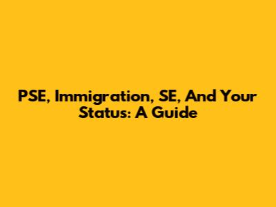 PSE, Immigration, SE, And Your Status: A Guide