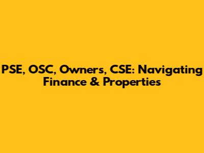 PSE, OSC, Owners, CSE: Navigating Finance & Properties