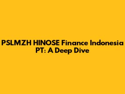 PSLMZH HINOSE Finance Indonesia PT: A Deep Dive