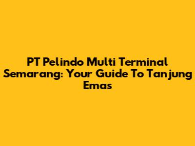 PT Pelindo Multi Terminal Semarang: Your Guide To Tanjung Emas