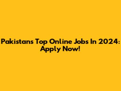 Pakistan's Top Online Jobs In 2024: Apply Now!