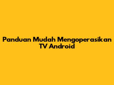 Panduan Mudah Mengoperasikan TV Android