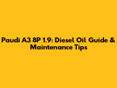 Paudi A3 8P 1.9: Diesel Oil Guide & Maintenance Tips