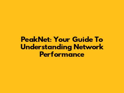PeakNet: Your Guide To Understanding Network Performance