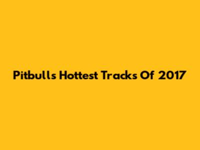 Pitbull's Hottest Tracks Of 2017